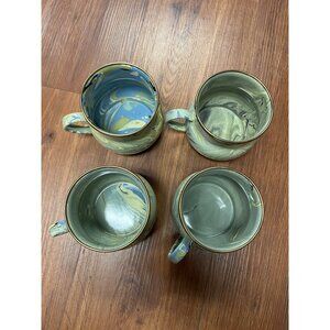 Mackenzie Childs marble enamelware 4 camping mugs